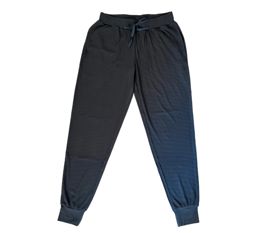 Black Ribbed Bamboo Adult Women's (unisex) Joggers