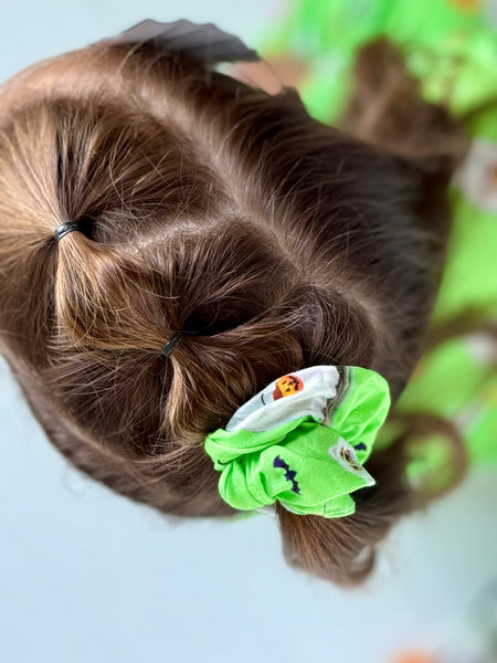 Halloween Ghost Teddy Bear Hair Scrunchie