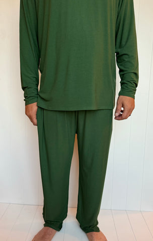 Hunter Green Ribbed Bamboo Adult Men's (unisex) Pants