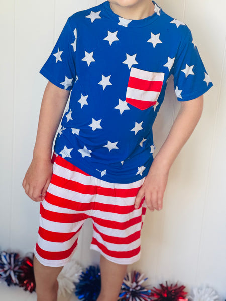 Kid's Everyday Stars & Stripes Bamboo T-Shirt & Shorts Set