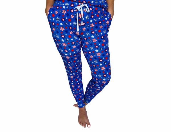 Red, White & Blue Stars Adult Women's (unisex) Joggers