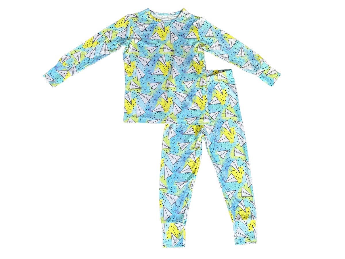 Paper Airplane Two-Piece Bamboo Viscose Pajama Set – LaLaLogan